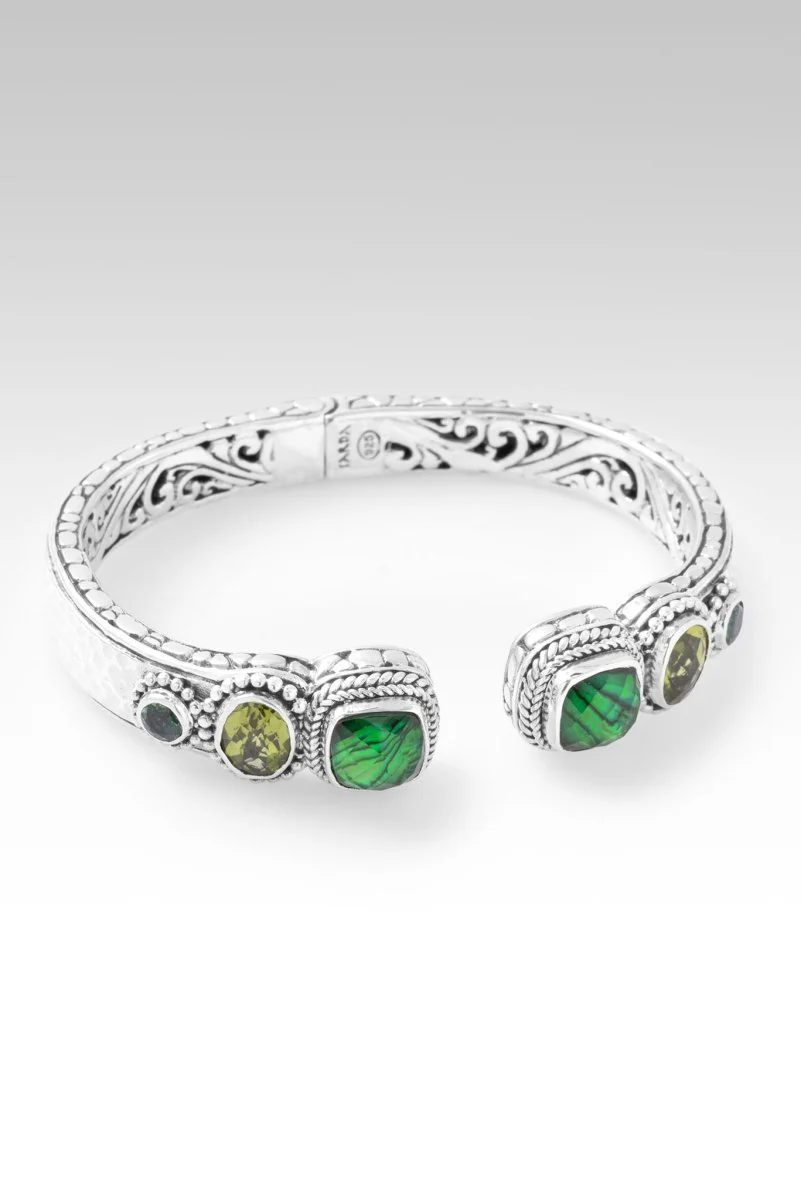 Heaven's Symphony Tip-to-Tip Bracelet™ in Emerald Green Abalone, Peridot & Bali Hai™ Mystic Topaz - Image 3