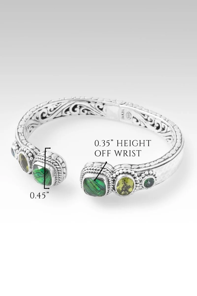 Heaven's Symphony Tip-to-Tip Bracelet™ in Emerald Green Abalone, Peridot & Bali Hai™ Mystic Topaz - Image 6