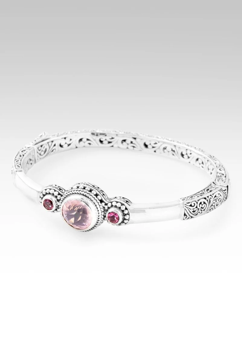 Hello Worthy, Goodbye Not Enough Bangle Bracelet™ in Rose Quartz & Pale Plum™ Mystic Topaz - Image 3