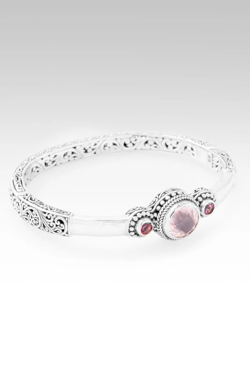 Hello Worthy, Goodbye Not Enough Bangle Bracelet™ in Rose Quartz & Pale Plum™ Mystic Topaz - Image 4