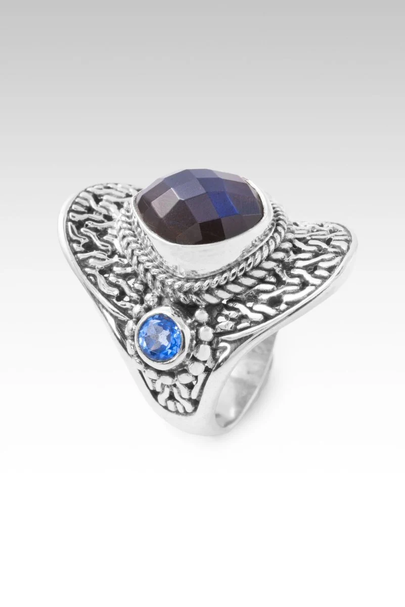 Peace Amidst Chaos Ring II™ in Labradorite & Royal Bali Blue™ Mystic Topaz - Image 4