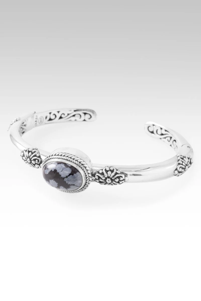 UR Good Plans Cuff Bracelet™ in Snowflake Obsidian - Image 3