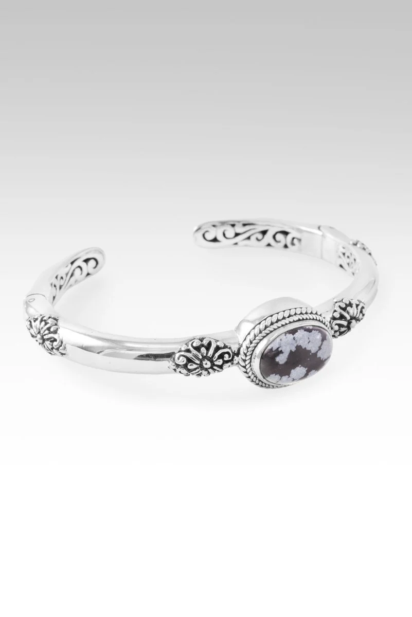 UR Good Plans Cuff Bracelet™ in Snowflake Obsidian - Image 4