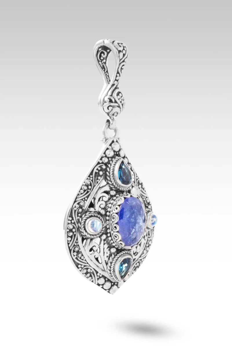 UR Still Here Pendant™ in Tanzanite, London Blue Topaz & Rainbow Moonstone - Image 3