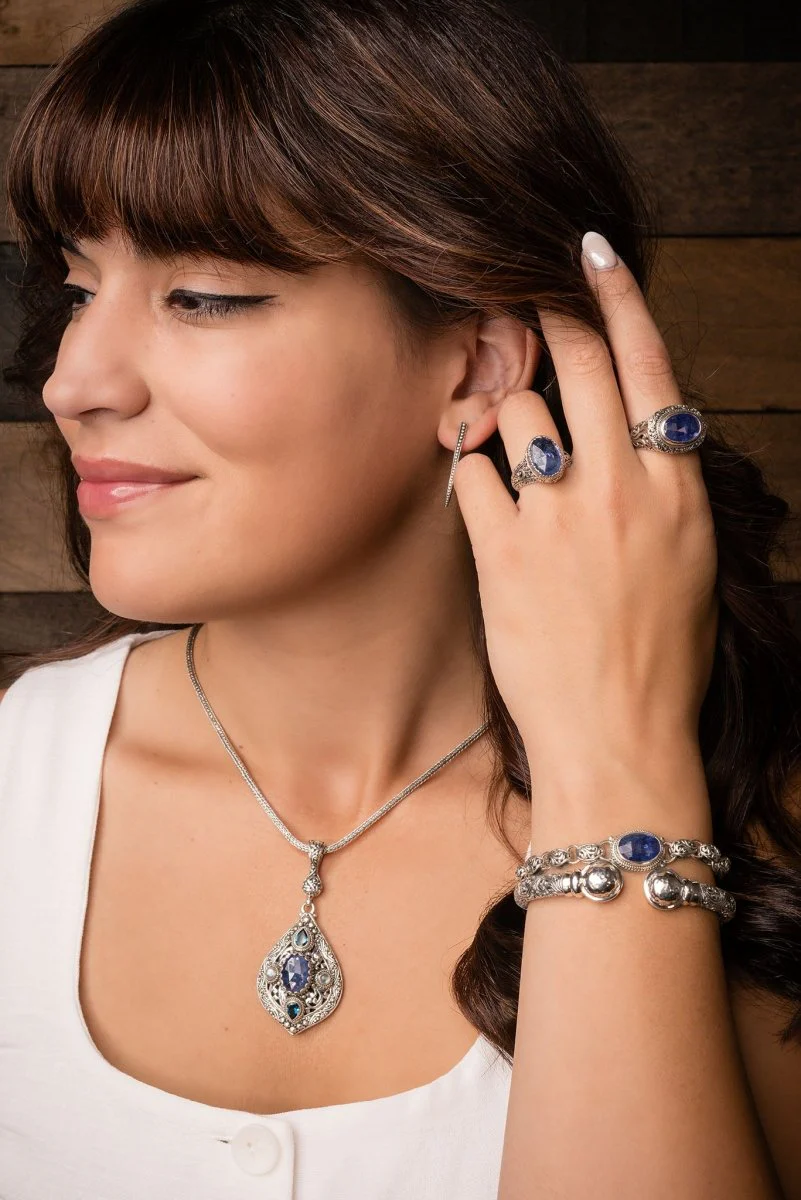 UR Still Here Pendant™ in Tanzanite, London Blue Topaz & Rainbow Moonstone - Image 5