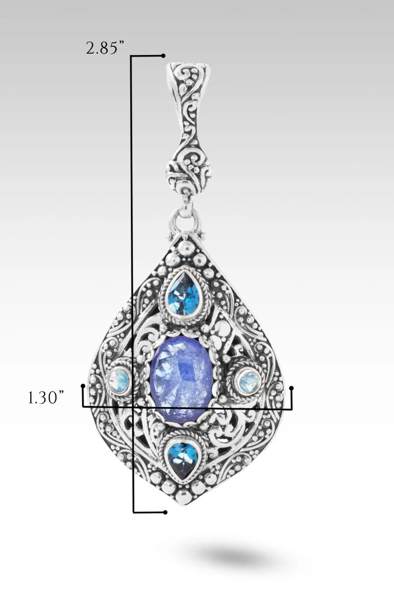 UR Still Here Pendant™ in Tanzanite, London Blue Topaz & Rainbow Moonstone - Image 6